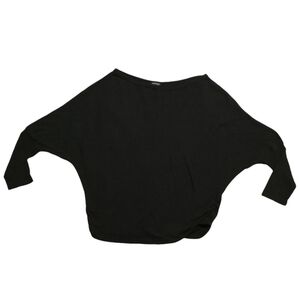 Women black top boat neck dolman sleeve elastic waist size medium